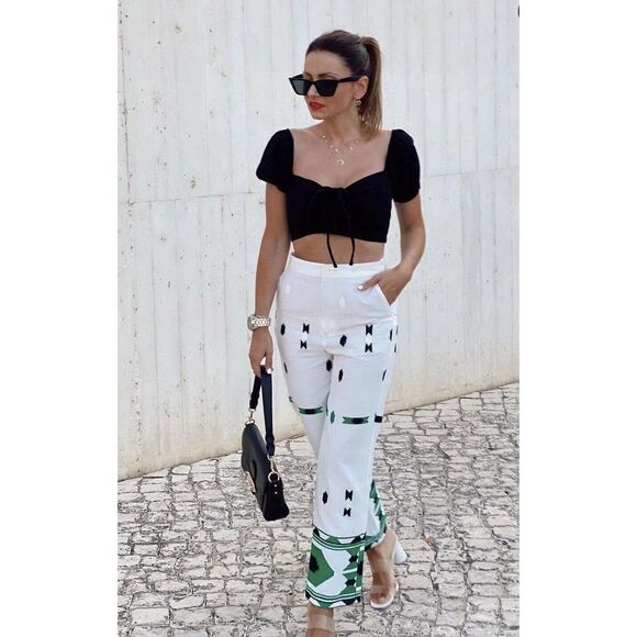 ZARA Embroidered Linen Blend Pants New - Picture 5 of 8